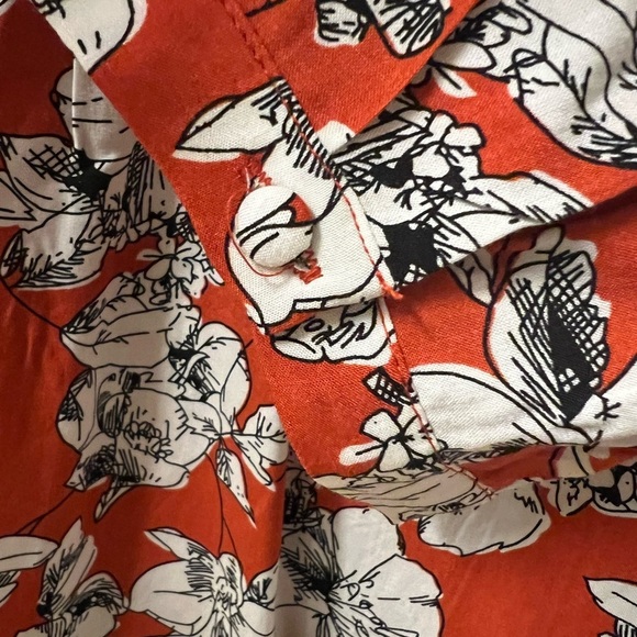 Orange Relaxed Pleated Blouse with Three-Quarter Sleeves -‎ XS / S - Picture 8 of 12